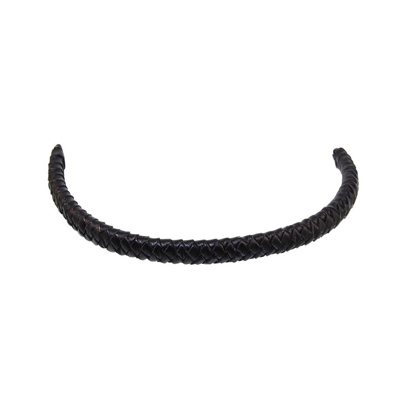 Шнур кожаный плетеный черный, 11х6мм, 23см