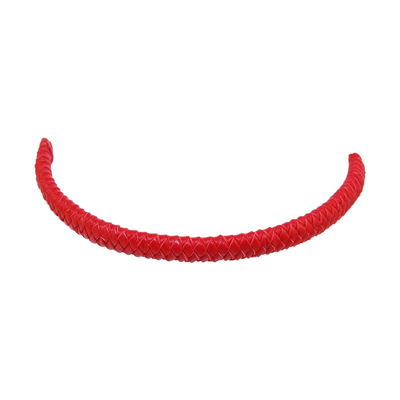 Шнур кожаный плетеный красный, 11х6мм, 23см