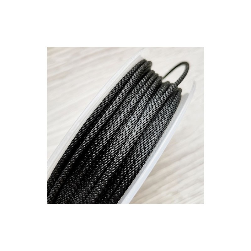Шнур шелковый плетеный M214 черный, Ø2.0мм, 1метр