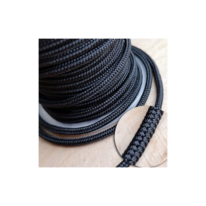 Шнур шелковый плетеный M232 черный, Ø2.0мм, 1метр