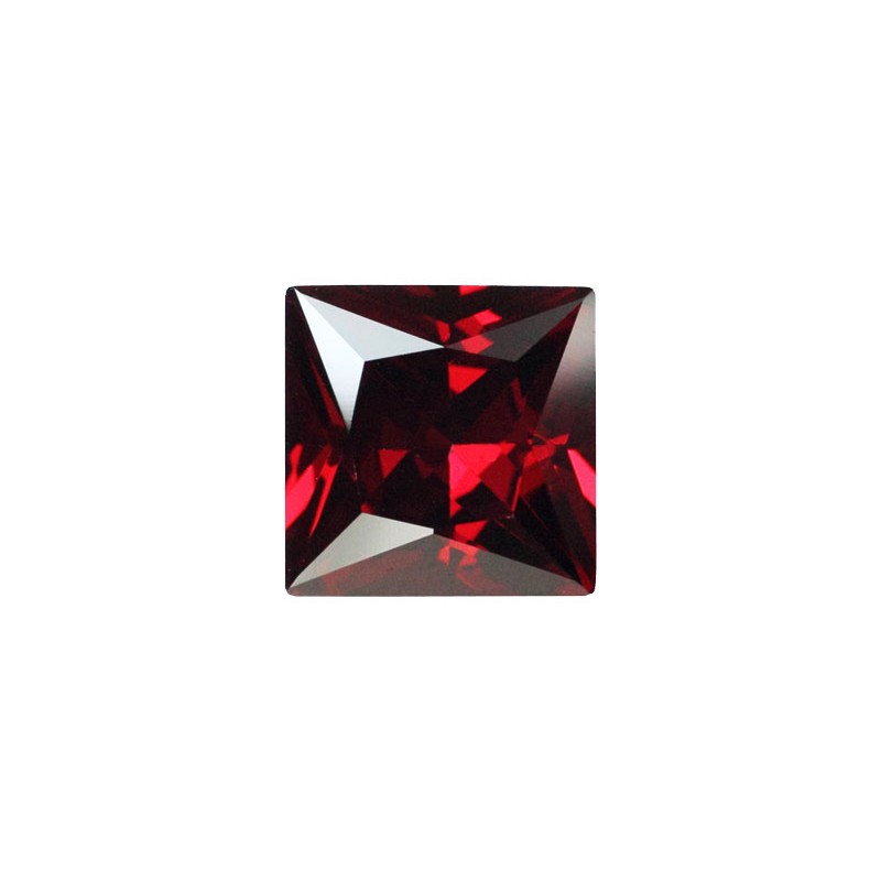 Фианит красный гранат, квадрат, 7х7мм