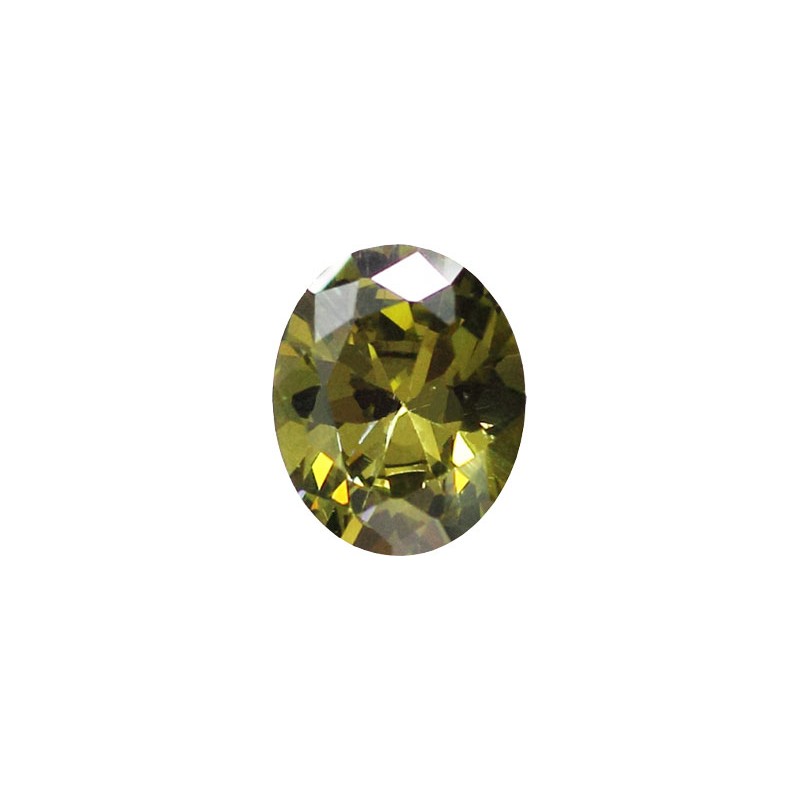 Фианит оливковый, овал, 12х10мм