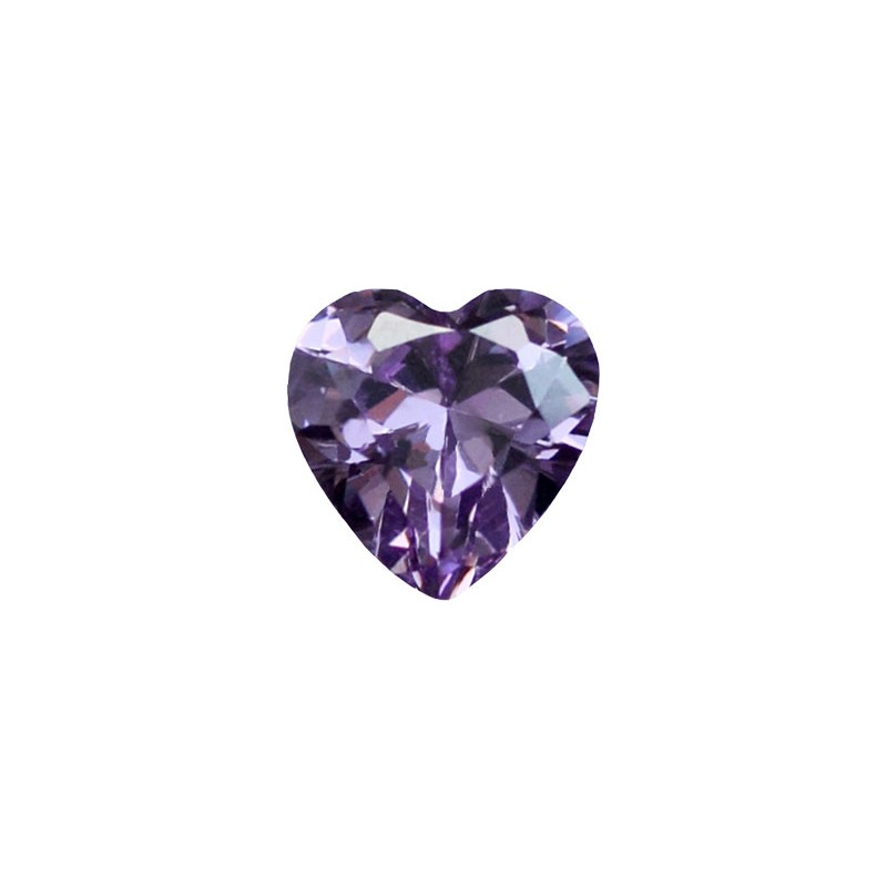 Фианит аметистовый, сердце, 6х6мм
