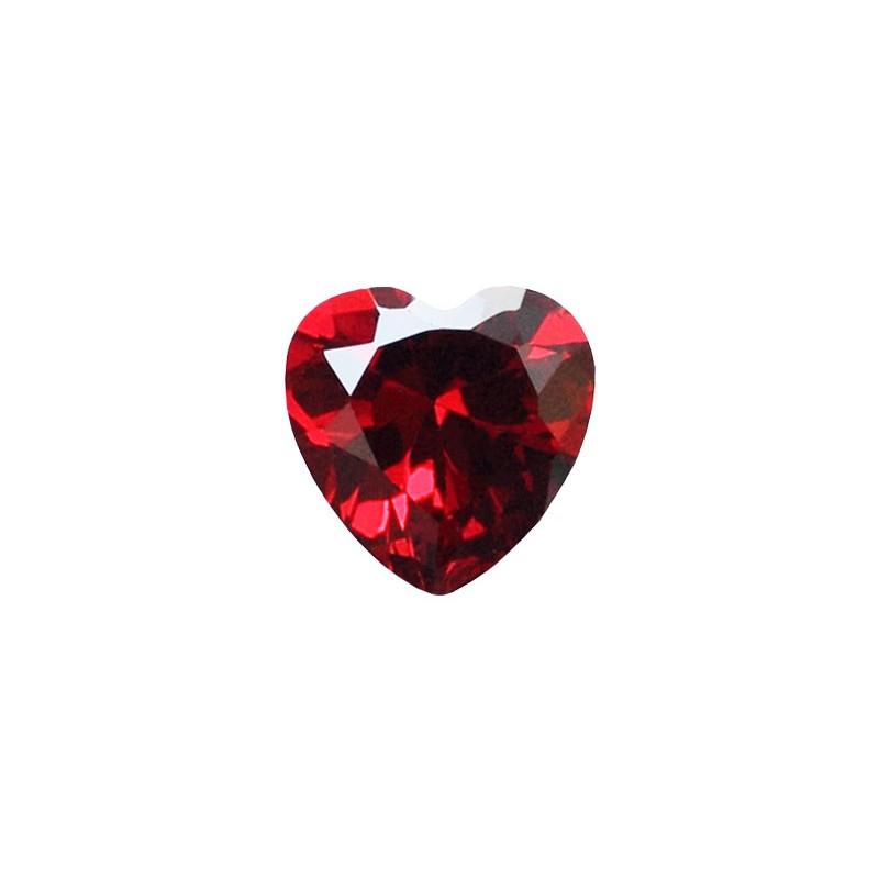 Фианит красный гранат, сердце, 5х5мм