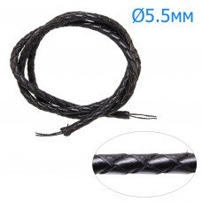 Шнур кожаный плетеный черный, Ø5.5мм, 65-75см
